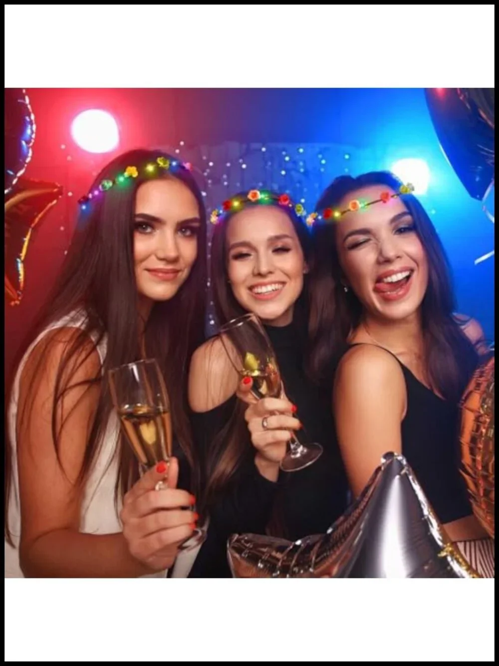 LED Flower Crown Headbands - Light Up Party Hair Accessory, Adjustable
